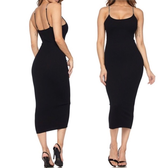 LAST ONE!!PRICE FRM chain strap midi bodycon dress - Picture 2 of 3